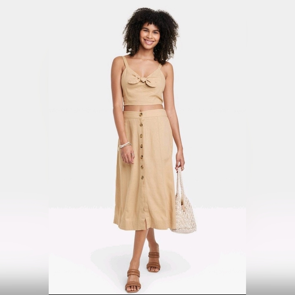 Two Piece Linen Skirt Set